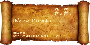 Hécz Piroska névjegykártya